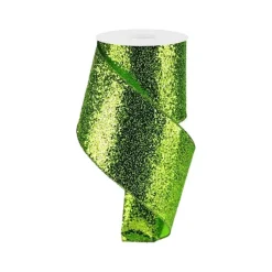 Spring Ribbon^Craig Bachman Large Glitter Lime Green Ribbon, 4"X10Yd