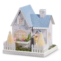 Home Accents^RAZ Lighted Blue Floral House