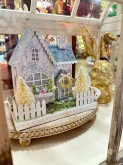 Home Accents^RAZ Lighted Blue Floral House