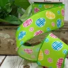 Ribbon^D. Stevens Lime Easter Egg And Daisy Ribbon, 2.5" X 10Yd
