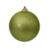 Mardi Gras^Farrisilk Lime Green Glitter Ball Ornament, 4"
