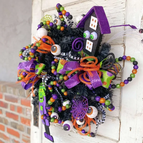 Floral^Liberty Floral Lime Green, Orange, Black & Purple Glitter Ball Spray