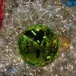 Mardi Gras^Farrisilk Lime Green Shiny Ball Ornament, 8"