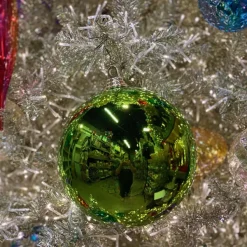Mardi Gras^Farrisilk Lime Green Shiny Ball Ornament, 6"