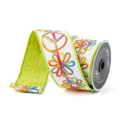 Spring^Farrisilk Lime Whimsy Hippie Ribbon, 2.5" X 10Yd
