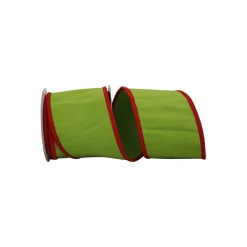 Spring Ribbon^Reliant Ribbon Lime With Red Border Ribbon, 4" X 5Yd