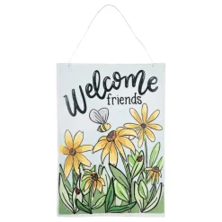 Hanging Decor^Glory Haus Live Life And "Welcome Friends" Reversible Spring Burlee