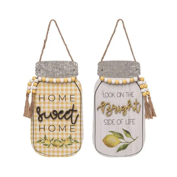 Hanging Decor^Transpac Look On The Bright Side Mason Jar D Cor