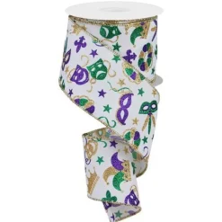 Ribbon^Craig Bachman Mardi Gras Pattern Ribbon, 2.5