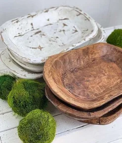 Decorative Containers^Forever Green Art Medium Carved Dough Bowl
