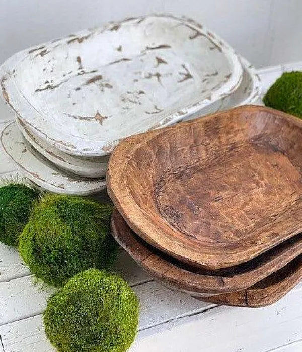Diy Containers^Forever Green Art Medium Carved Dough Bowl