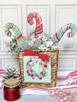 Pot Stakes^The Round Top Collection Merry & Bright Candy Cane Minis