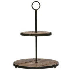 Table Decor^Creative Coop Metal And Wooden Tiered Tray