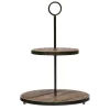 Tiered Trays^Creative Coop Metal And Wooden Tiered Tray