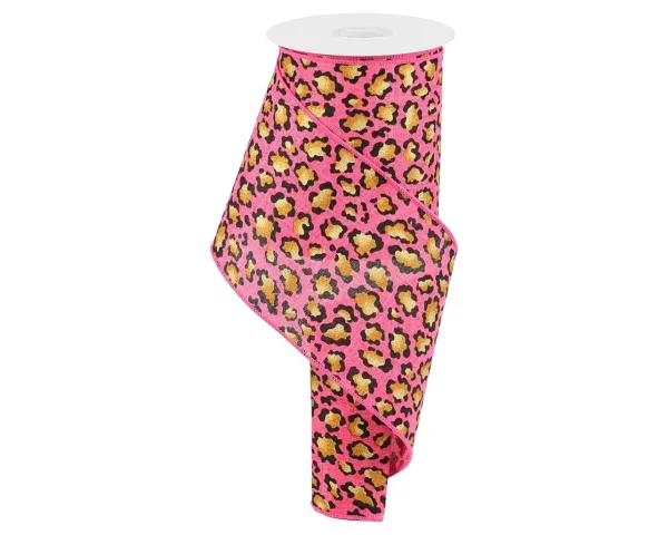 Ribbon^Craig Bachman Metallic Pink Animal Print Ribbon, 4" X 10Yd