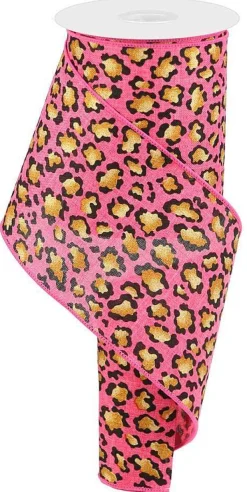 Ribbon^Craig Bachman Metallic Pink Animal Print Ribbon, 4" X 10Yd