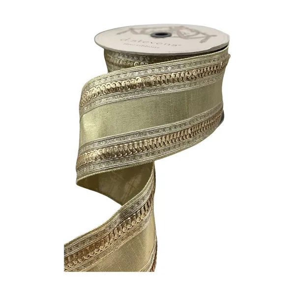 Ribbon^D. Stevens Metallic Sequin Side Trim Ribbon, 4" X 10Yd