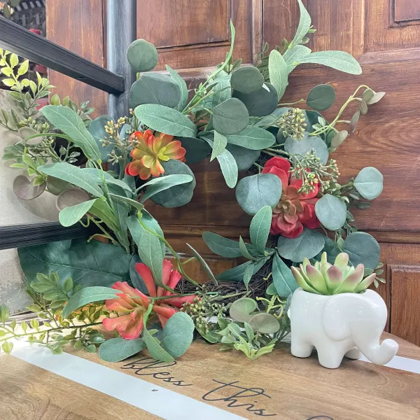 Wall Decor^CRI Mixed Succulent Wreath 6"
