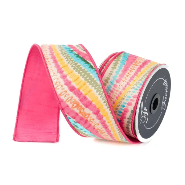 Spring Ribbon^Farrisilk Multi Bohemian Waves Ribbon, 2.5" X 10Yd