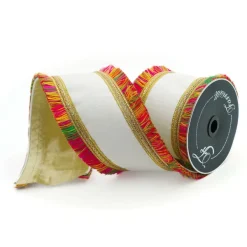Spring Ribbon^Farrisilk Multi Festival Fringe Ribbon, 4" X 10Yd