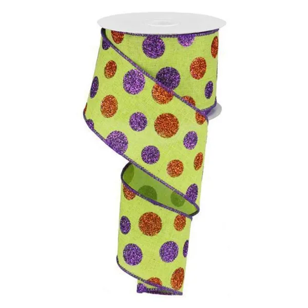 Ribbon^Craig Bachman Multi Size Glitter Dots Ribbon, 2.5" X 10Yd