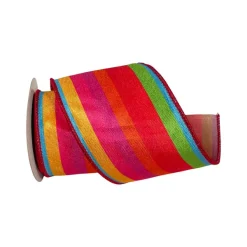 Spring^Farrisilk Multi-Colored Bright Stripe Ribbon 4" X 10Yd