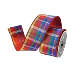 Ribbon^Farrisilk Multi-Colored Candy Plaid Ribbon 2.5"X10Yd