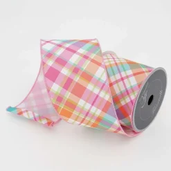 Spring^Farrisilk Multi-Colored Gumdrop Plaid Ribbon 4"X10Yd