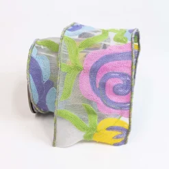 Spring Ribbon^Farrisilk Multifloral Pastel Ribbon, 4