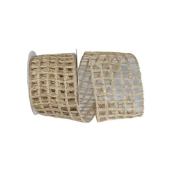 Ribbon^Reliant Ribbon Natural And Gold Sparkle Jute Ribbon, 4" X 10Yd