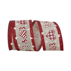 Ribbon^Reliant Ribbon Natural/Red Gingham Heart - 2.5" X 10Yd