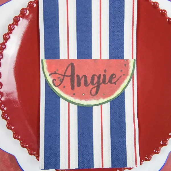 Party Diy^Hester & Cook Navy & Red Awning Stripe Guest Napkin Set