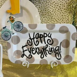 Kitchen & Dining^Happy Everything Neutral Dot Rectangle Mini Entertaining Platter By !