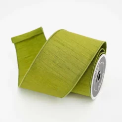 Winter^Farrisilk Olive Shabby Silk Ribbon, 4" X 10Yd