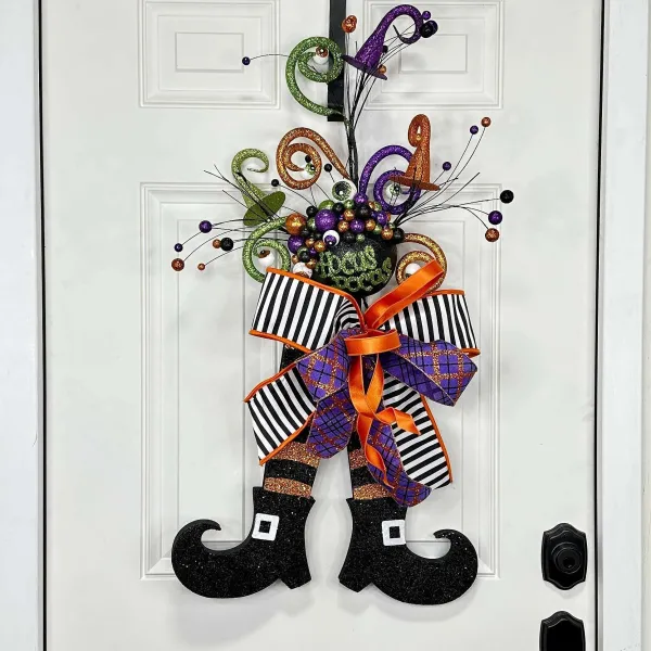Signs^Craig Bachman Orange And Black Glitter Stripe Halloween Witch Legs