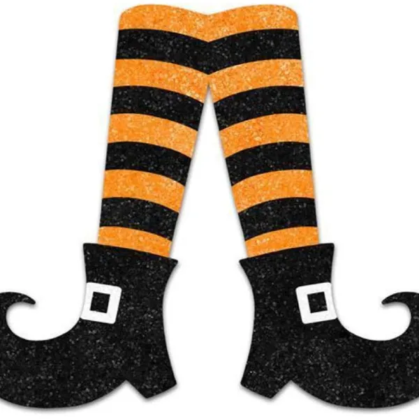 Signs^Craig Bachman Orange And Black Glitter Stripe Halloween Witch Legs