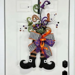 Wall Decor^Craig Bachman Orange And Black Glitter Stripe Halloween Witch Legs