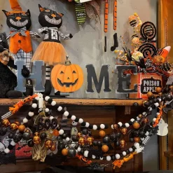 Garlands^RAZ Orange And Black Halloween Ball Garland 6'