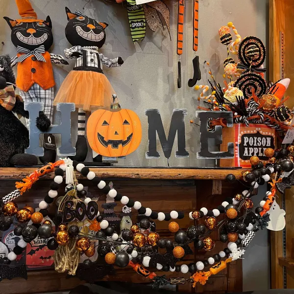 Garlands^RAZ Orange And Black Halloween Ball Garland 6'