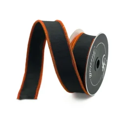 Ribbon^Farrisilk Orange And Black Luster Cord Ribbon, 1.5" X 10Yd