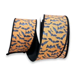 Ribbon^Farrisilk Orange Bats Ribbon, 2.5" X 10Yd