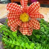 Floral^Liberty Floral Orange Houndstooth Sunflower Spray