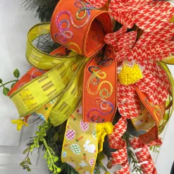 Floral^Liberty Floral Orange Houndstooth Sunflower Spray