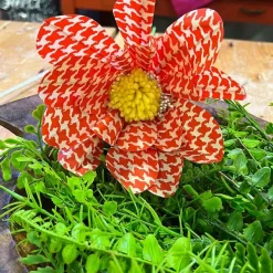 Sprays^Liberty Floral Orange Houndstooth Sunflower Spray