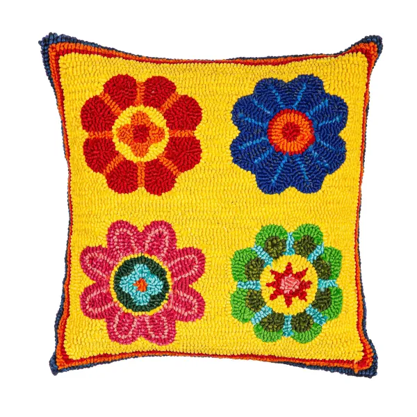 Spring^Evergreen Palermo Floral Hooked Throw Pillow