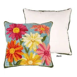 Pillows^Evergreen Pastel Posies Hooked Throw Pillow