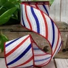 Ribbon^D. Stevens Patriotic Glitter Wave On White Ribbon 2.5"X 10Yd