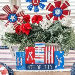 Table Decor^The Round Top Collection Patriotic Happy Sign