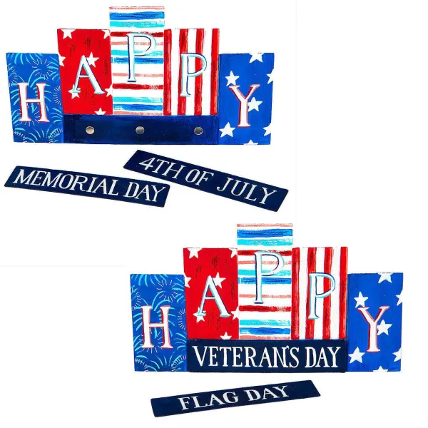 Table Decor^The Round Top Collection Patriotic Happy Sign