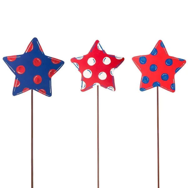 Pot Stakes^The Round Top Collection Patriotic Polka Dot Star